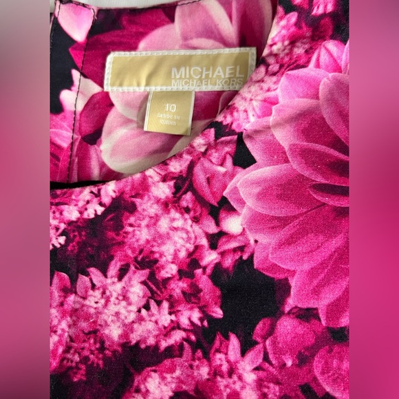 Michael Kors Women's Kew Gardens Pink Floral Shift Mini Dress Pink Size 10 - Picture 6 of 10
